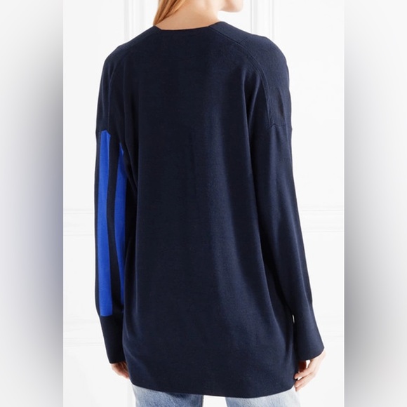 RAG & BONE Grace V Neck Extra Fine Merino Wool Sweater - Navy - Picture 3 of 9